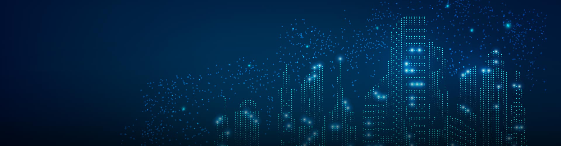 schematische Skyline einer Stadt bei Nacht