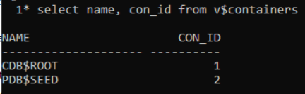 Nur CDB$ROOT und PDB$SEED in v$containers