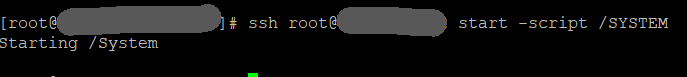 ssh user@ilom start -script /SYSTEM