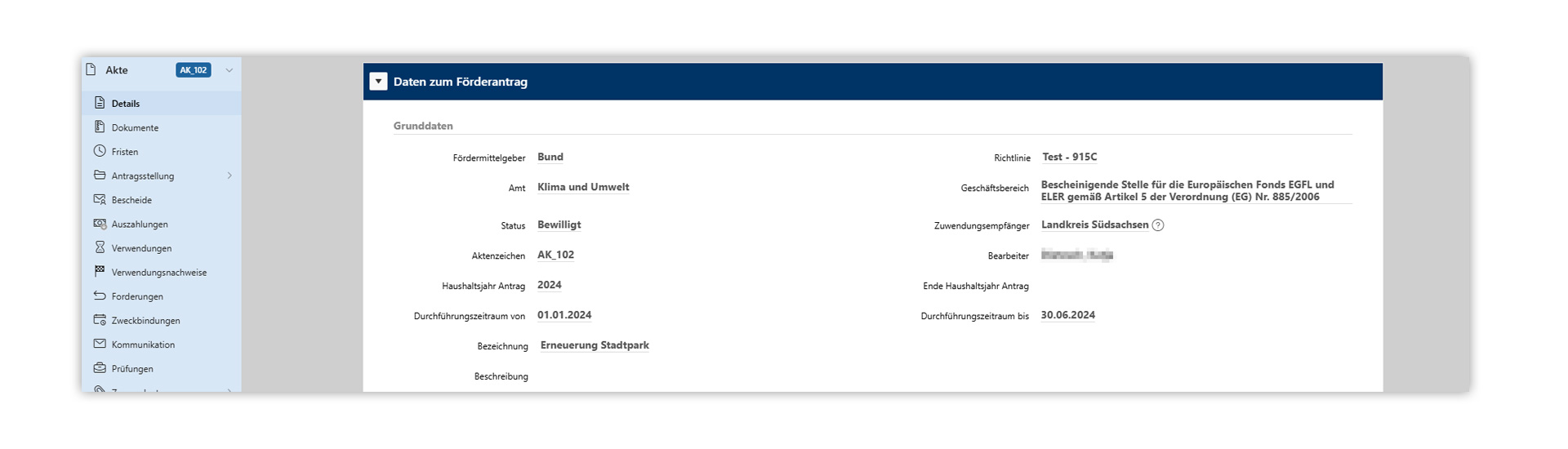 Antrag mit Detailansicht