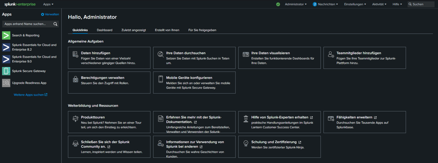 Splunk 9.1 präsentiert sich in dunkler Oberfläche mit neuer Aufteilung der Elemente